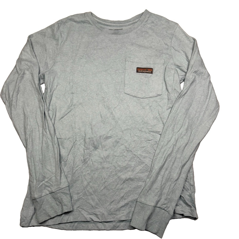 Patagonia Work Pocket T Shirt Long Sleeve Men’s Small Hemp Cotton Blue Green